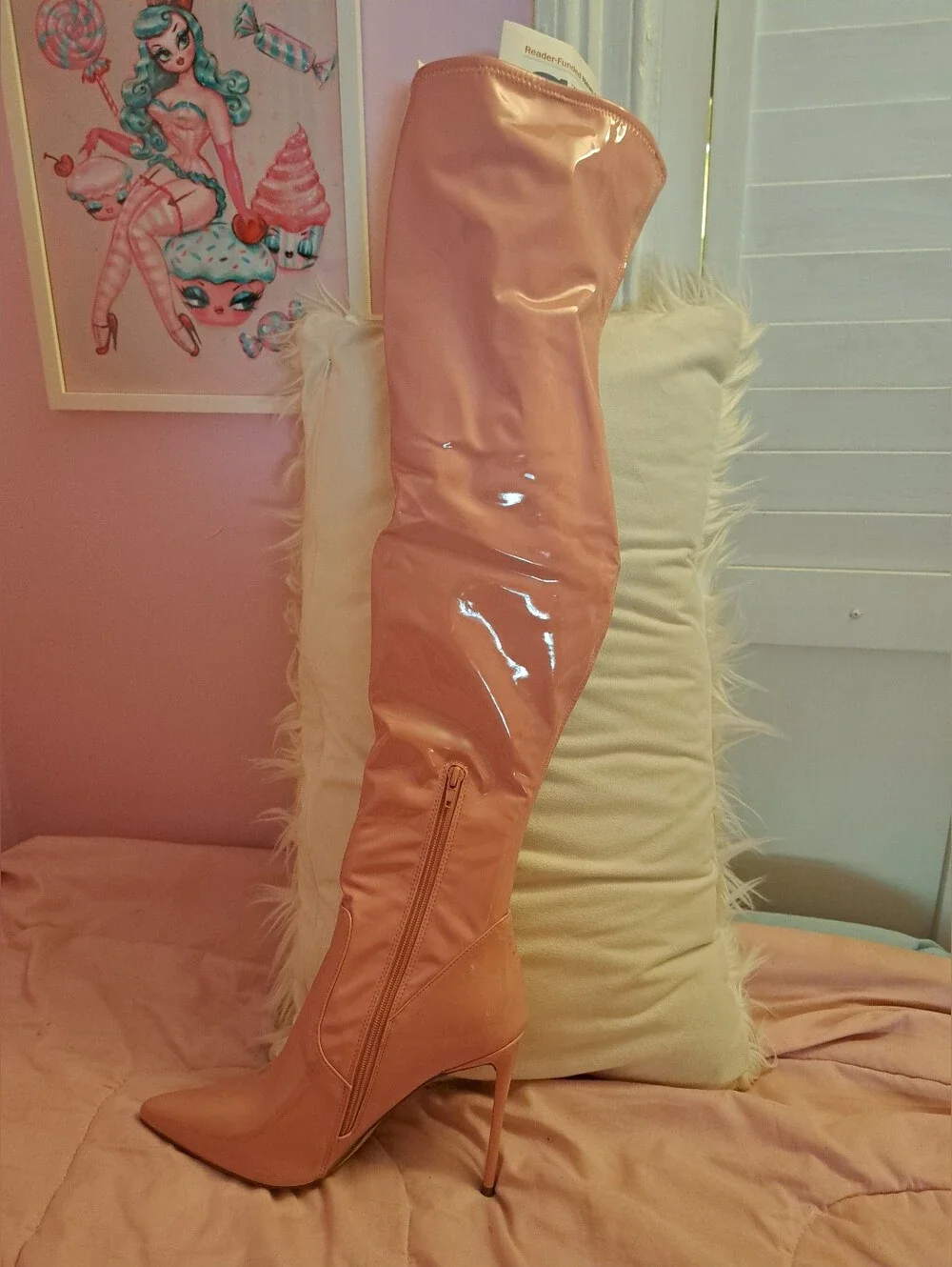 Steve Madden Thigh High Pink Patent Boots
